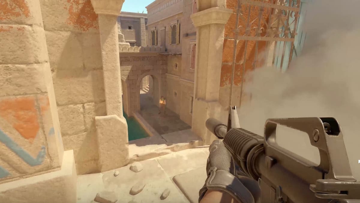 Screenshot of Counter-Strike 2, a player with an M4A1-S playing on Anubis