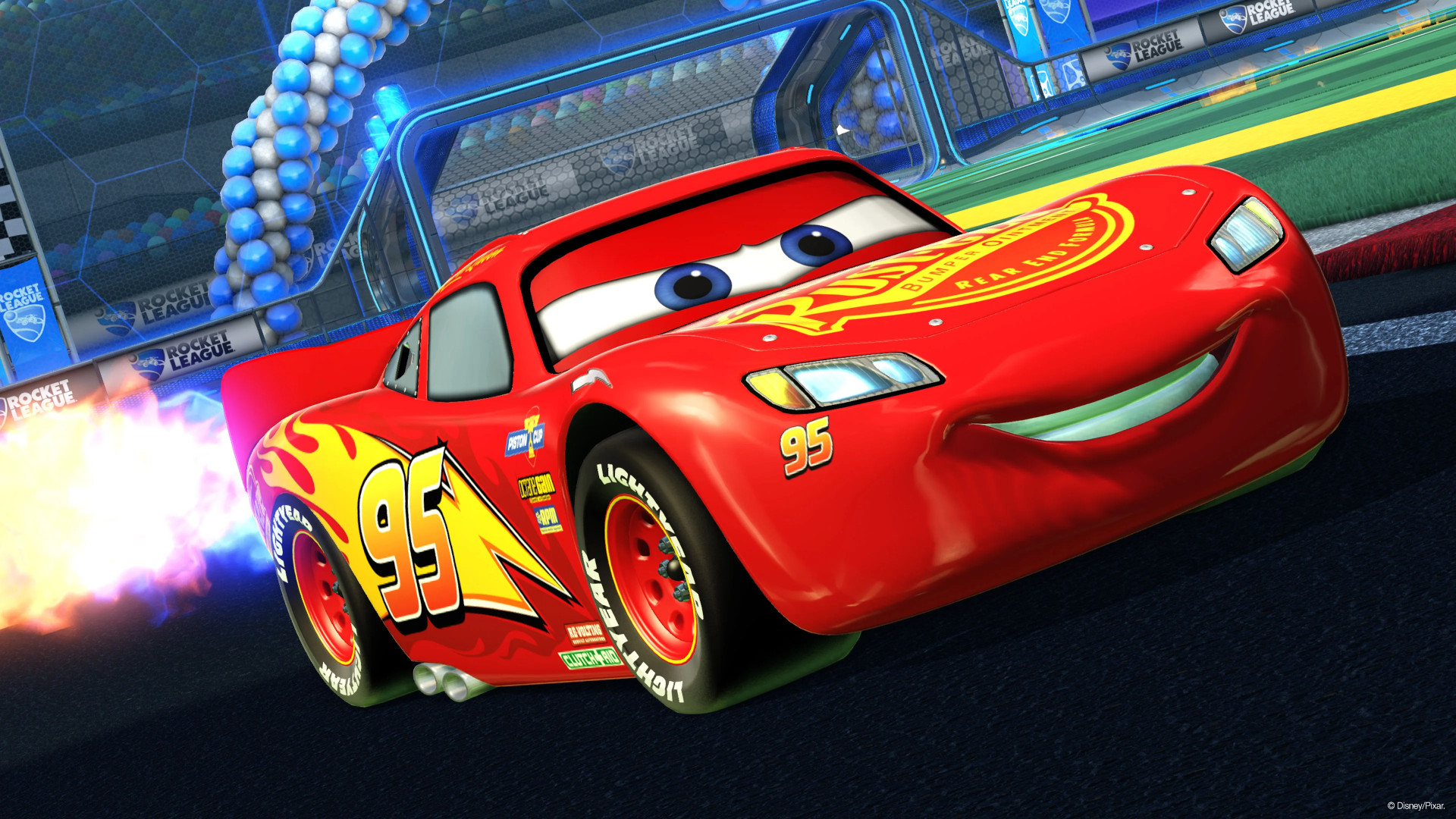 Lightning McQueen as he appears in Rocket League