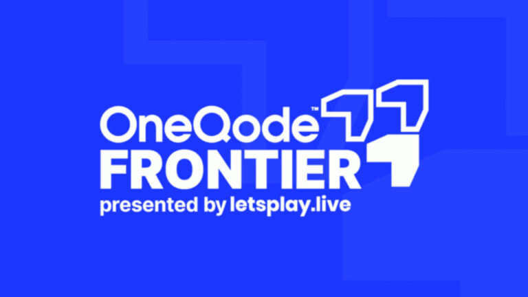 Logo for OneQode Frontier Grassroots presented by LetsPlay.Live