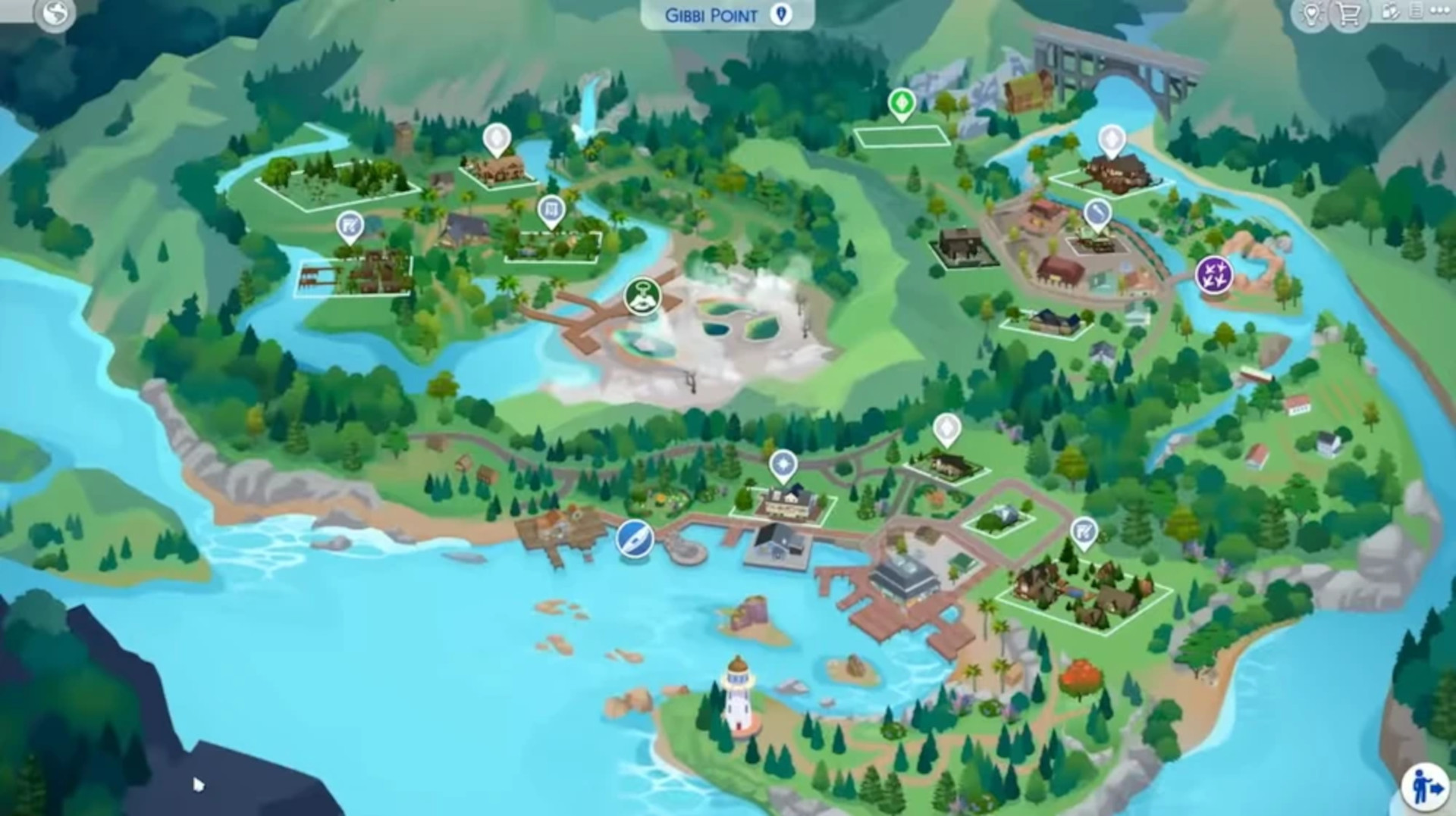 Map of Gibbi Point from The Sims 4: Adventure Awaits