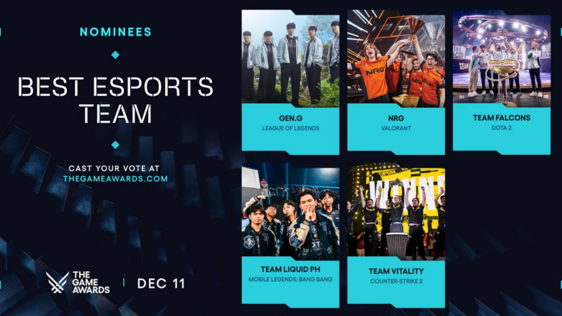 The Game Awards 2025 nominees for Best Esports Team