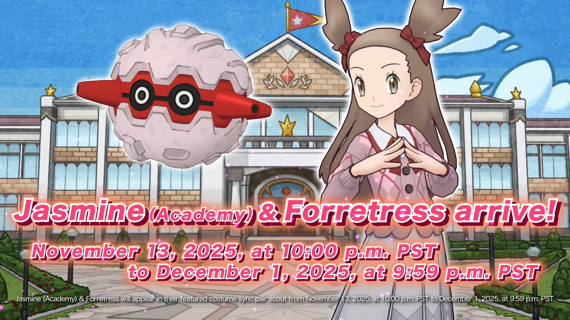 Jasmine & Forretress from Pokemon Masters EX: Learning and Relaxing