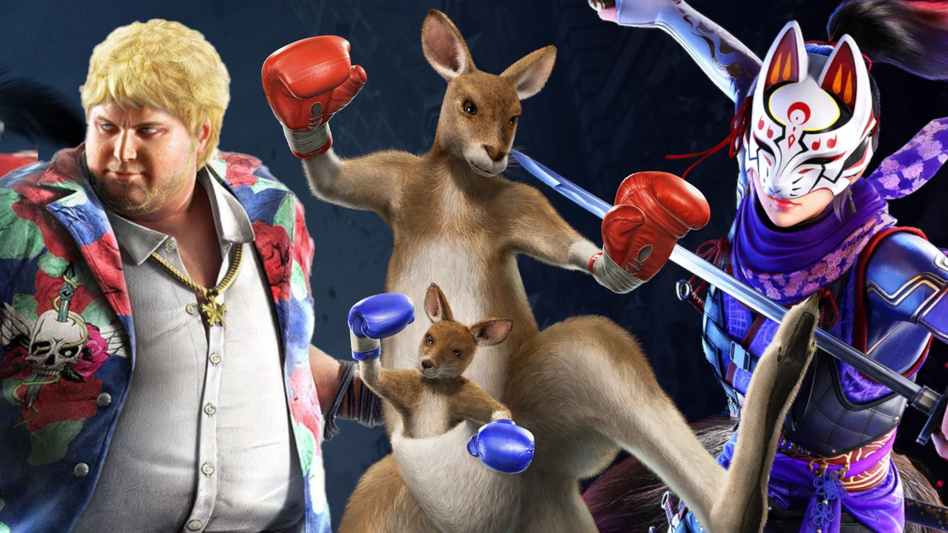 TEKKEN 8 Season 3 Key Art featuring Kunimitsu, Bob, and Roger Jr.
